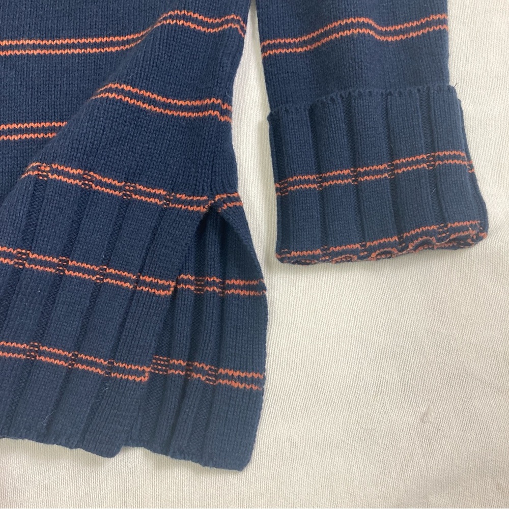 Madewell Glenmoor Stripep Mock Neck Sweater Wool Blend Small Blue Cotton/Wool - Picture 5 of 16